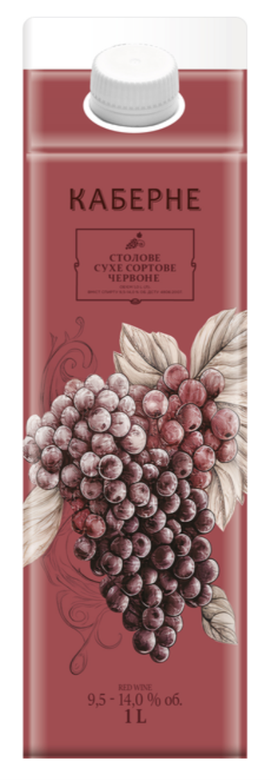 Вино ор ст сухе сорт чер Каберне Авторське 14% 1л